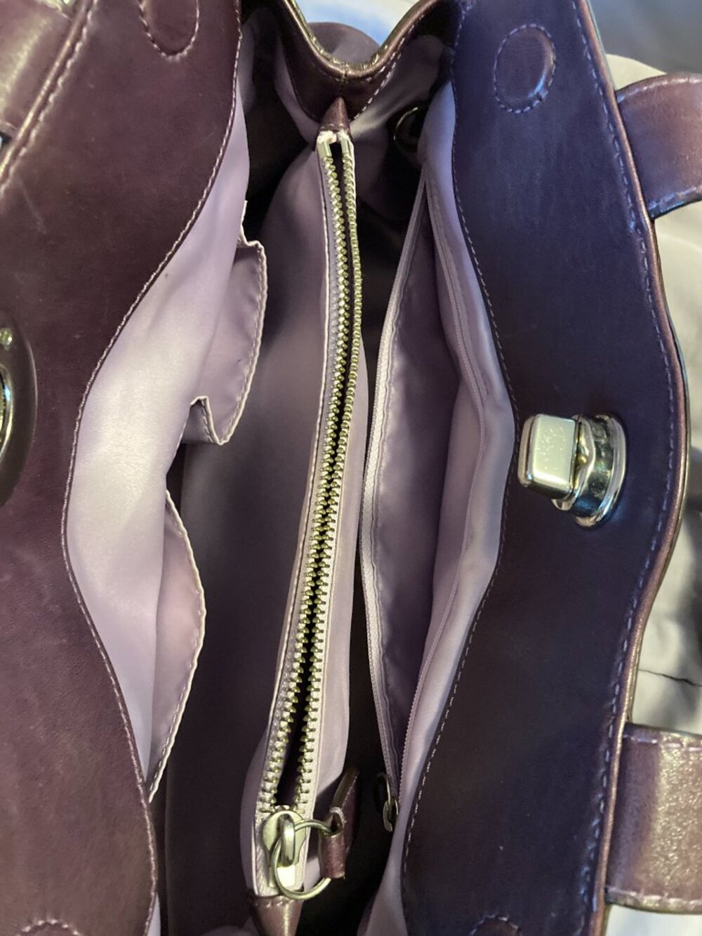 Coach Bag Purse Purple Garnet Carryall Satchel Leather F13914 - Picture 9 of 10